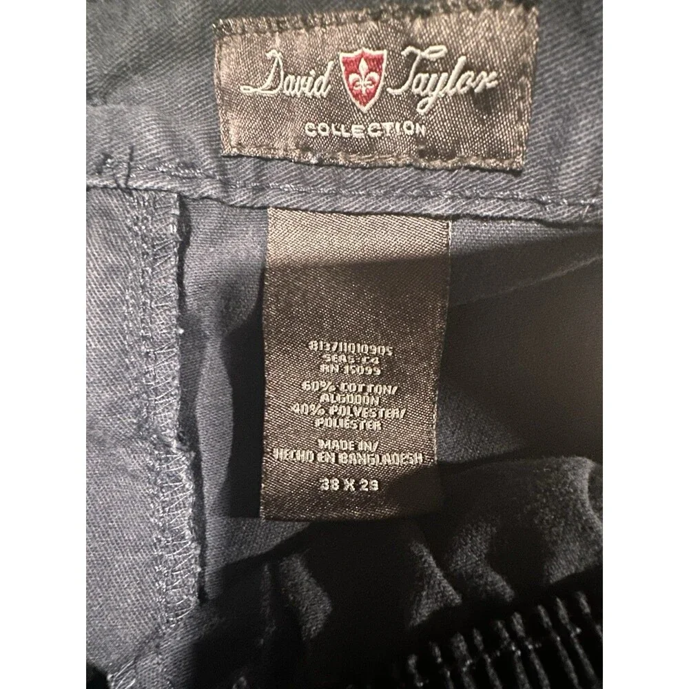 David Taylor Collection Men's Blue Elastic Waist Pants Size 38x29
